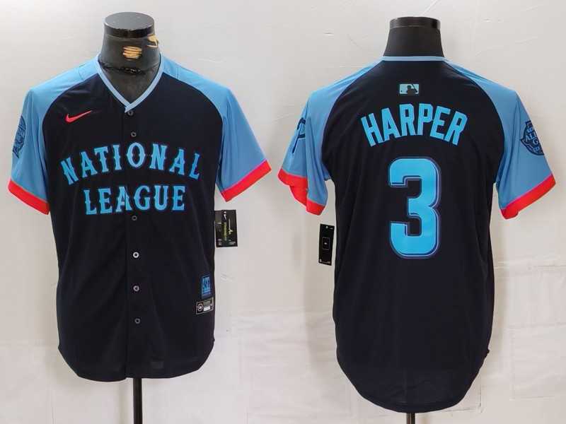 Men%27s Philadelphia Phillies #3 Bryce Harper Navy 2024 All Star Limited Stitched Jersey